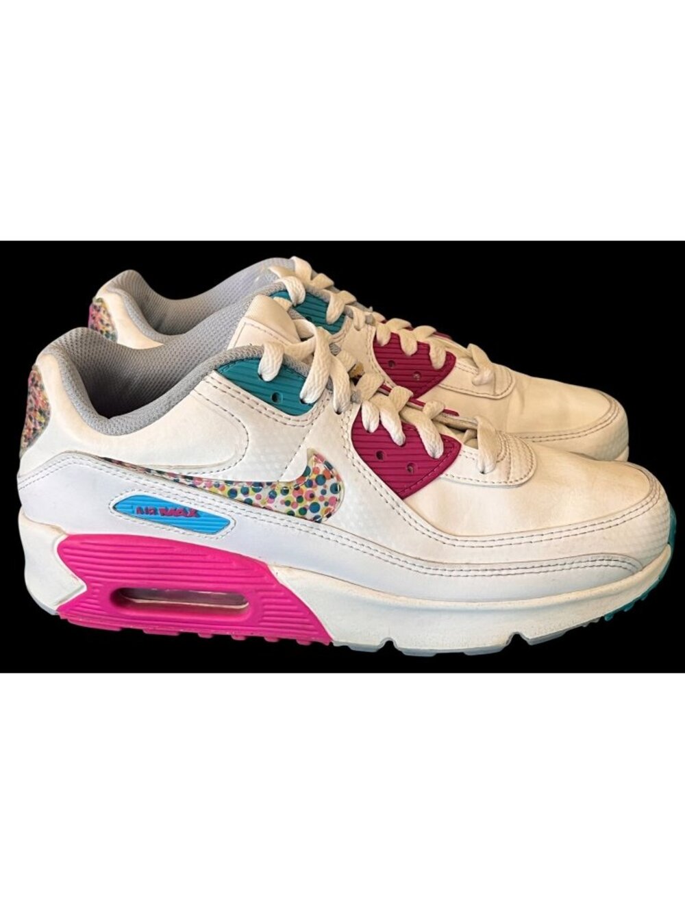 Nike Air Max 90 LTR SE ( GS ) Youth 6.5 Polka Dot White/Pink/Blue (DV1843 100)
